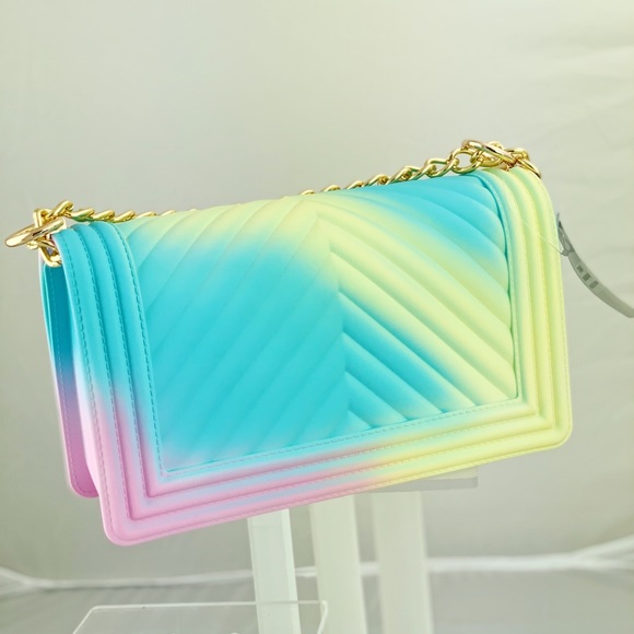 Rainbow Jelly Handbag Crossed body Purse - Picture 7 of 8